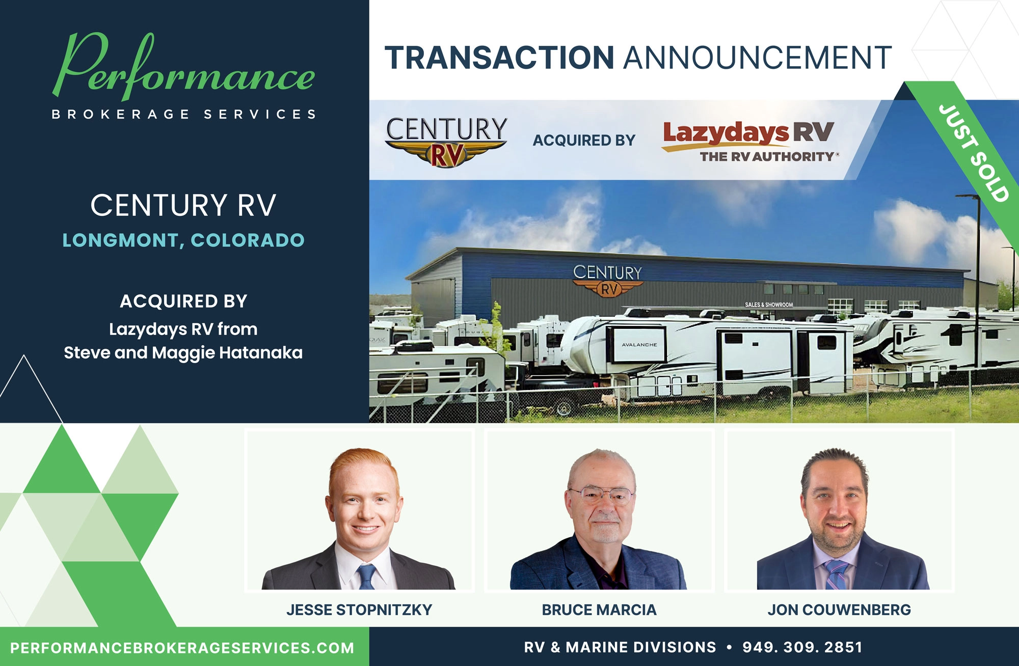 Century RV sells to LazyDays RV with Performance Brokerage
