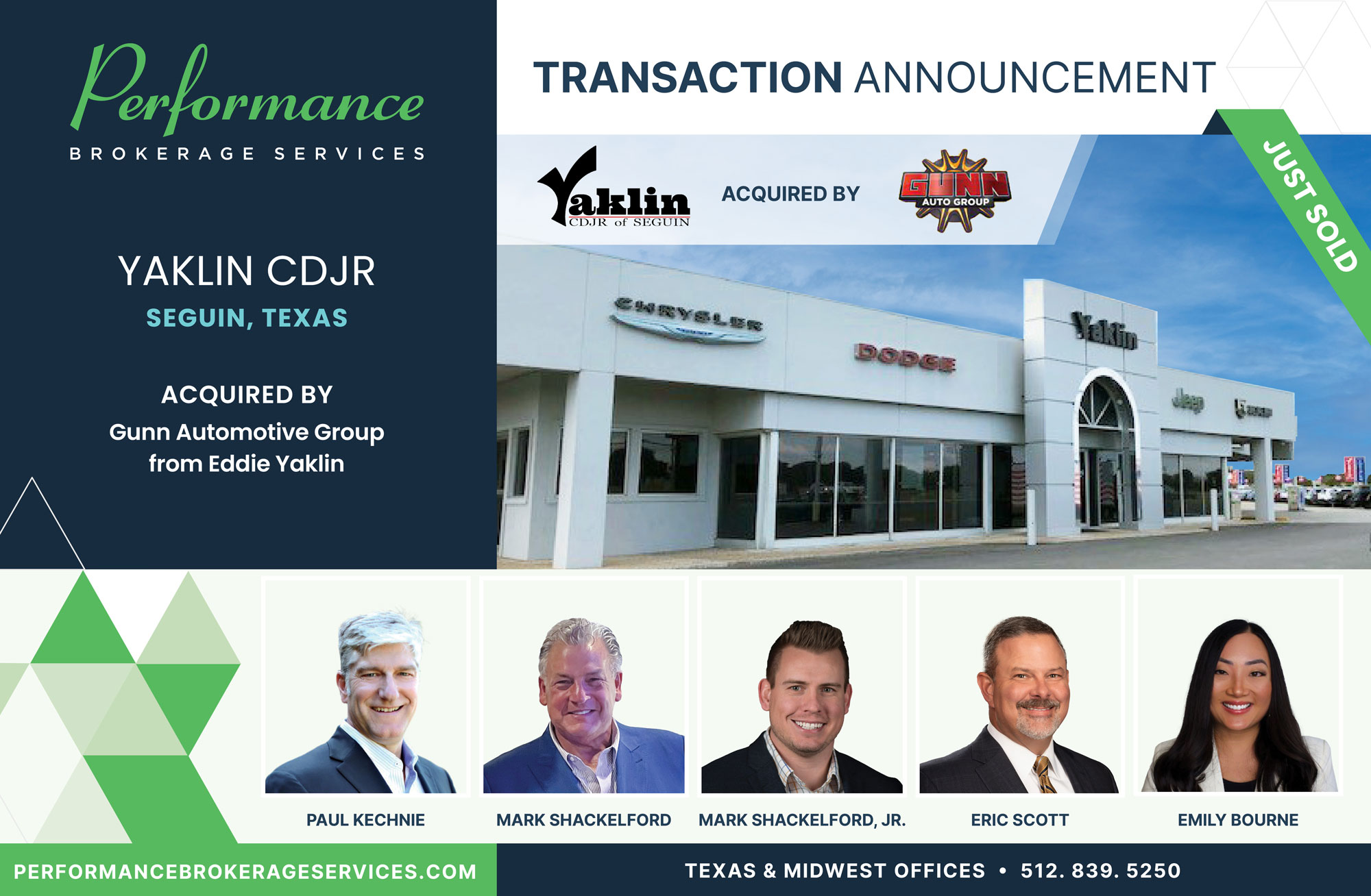 Yaklin CDJR sells to Gunn Automotive Group with Performance Brokerage
