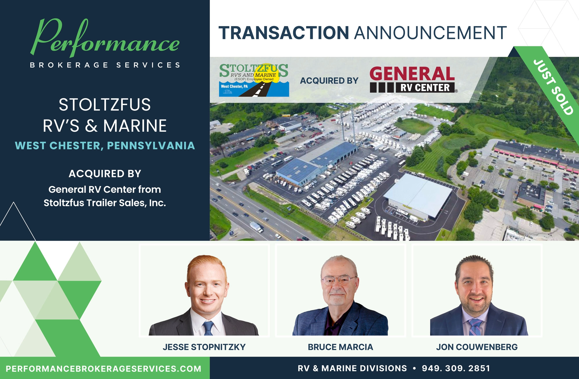 Stoltzfus RV's and Marine sells to General RV Center with Performance Brokerage