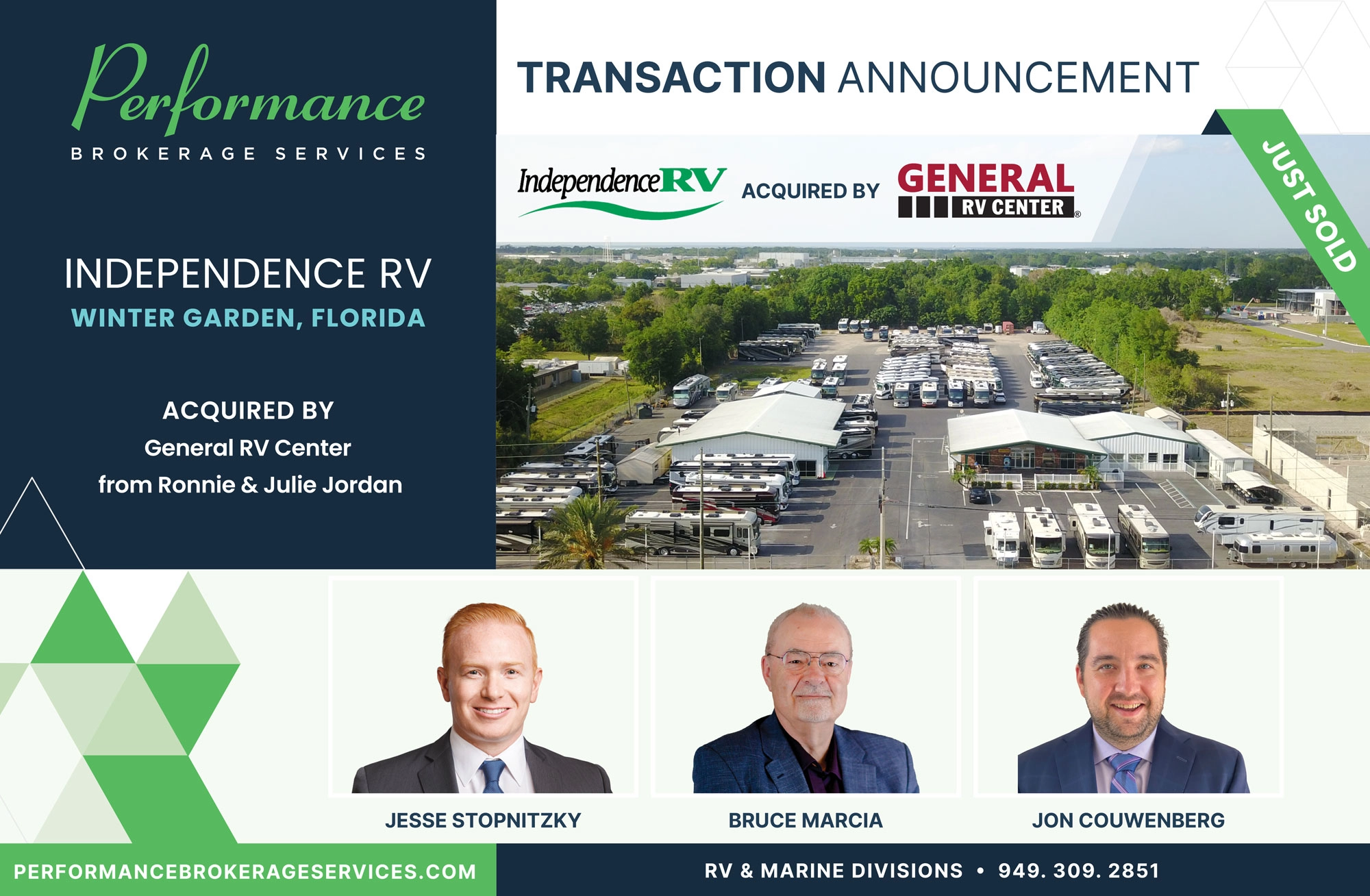 Independence RV sells to General RV Center with Performance Brokerage.