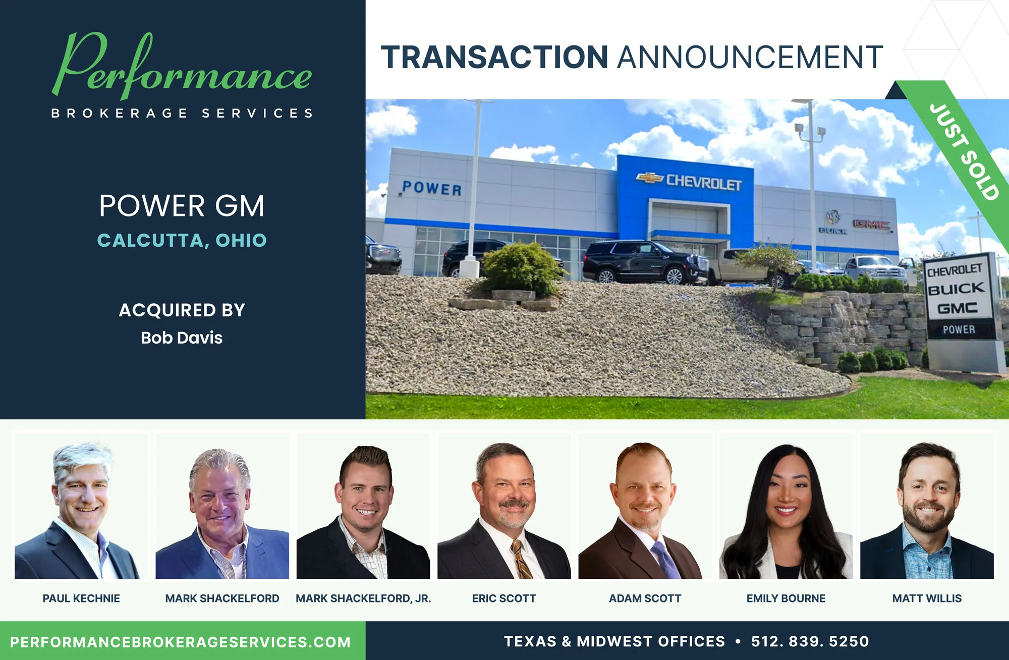 Power GM sells to Bob Davis with Performance Brokerage