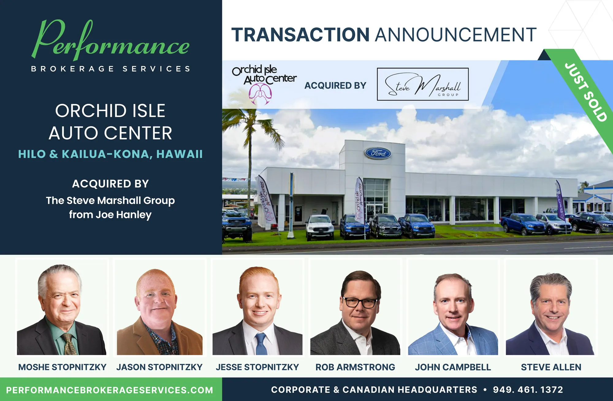 Orchid Isle Auto Center sells to The Steve Marshall Group with Performance Brokerage
