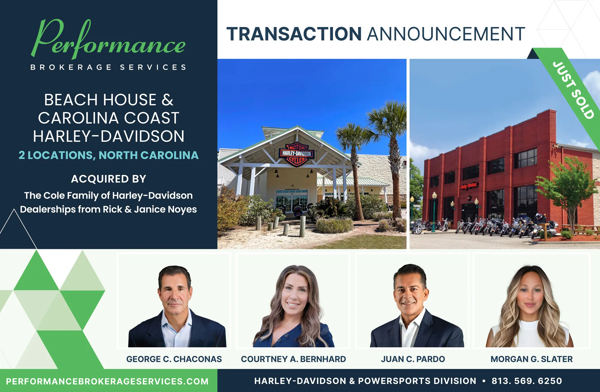 Beach house & carolina coast harley-davidson sells to the Cole family of harley-davidson dealerships with Performance Brokerage