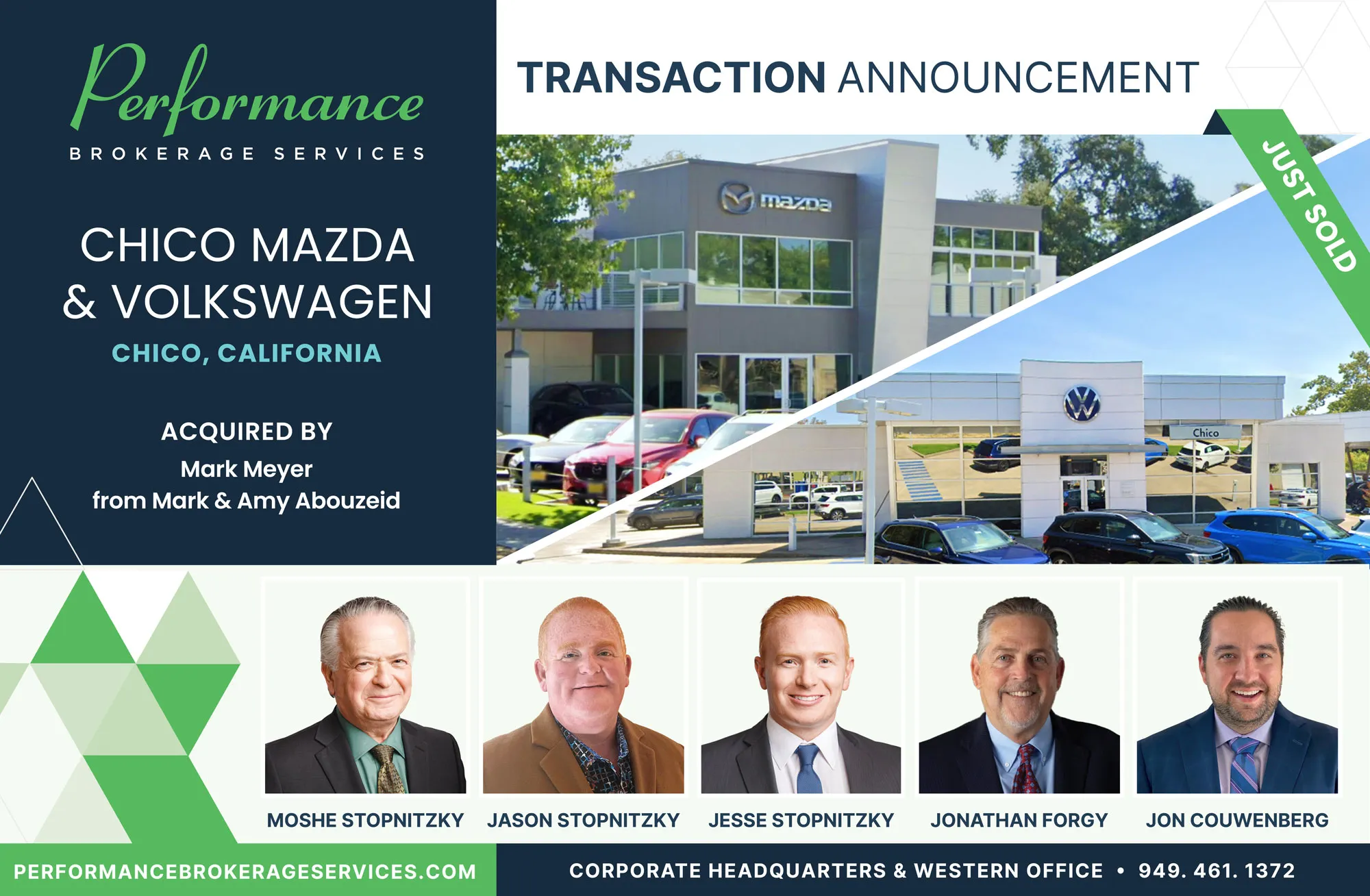 Chico Mazda sells to Mark Meyer with Performance Brokerage Services