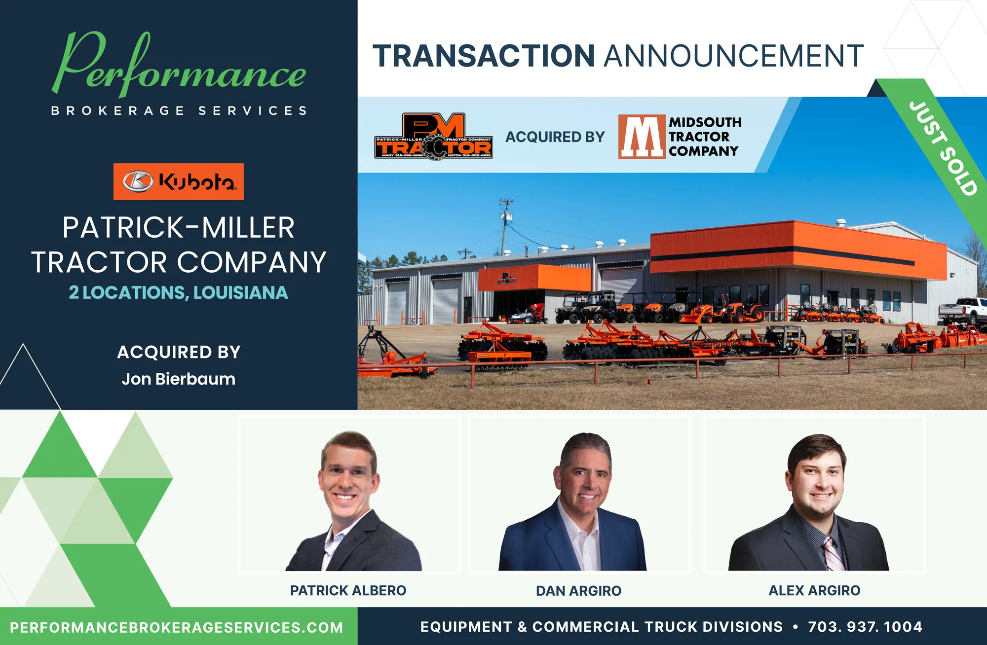 Patrick-Miller Tractor Company sells to Jon Bierbaum with Performance Brokerage
